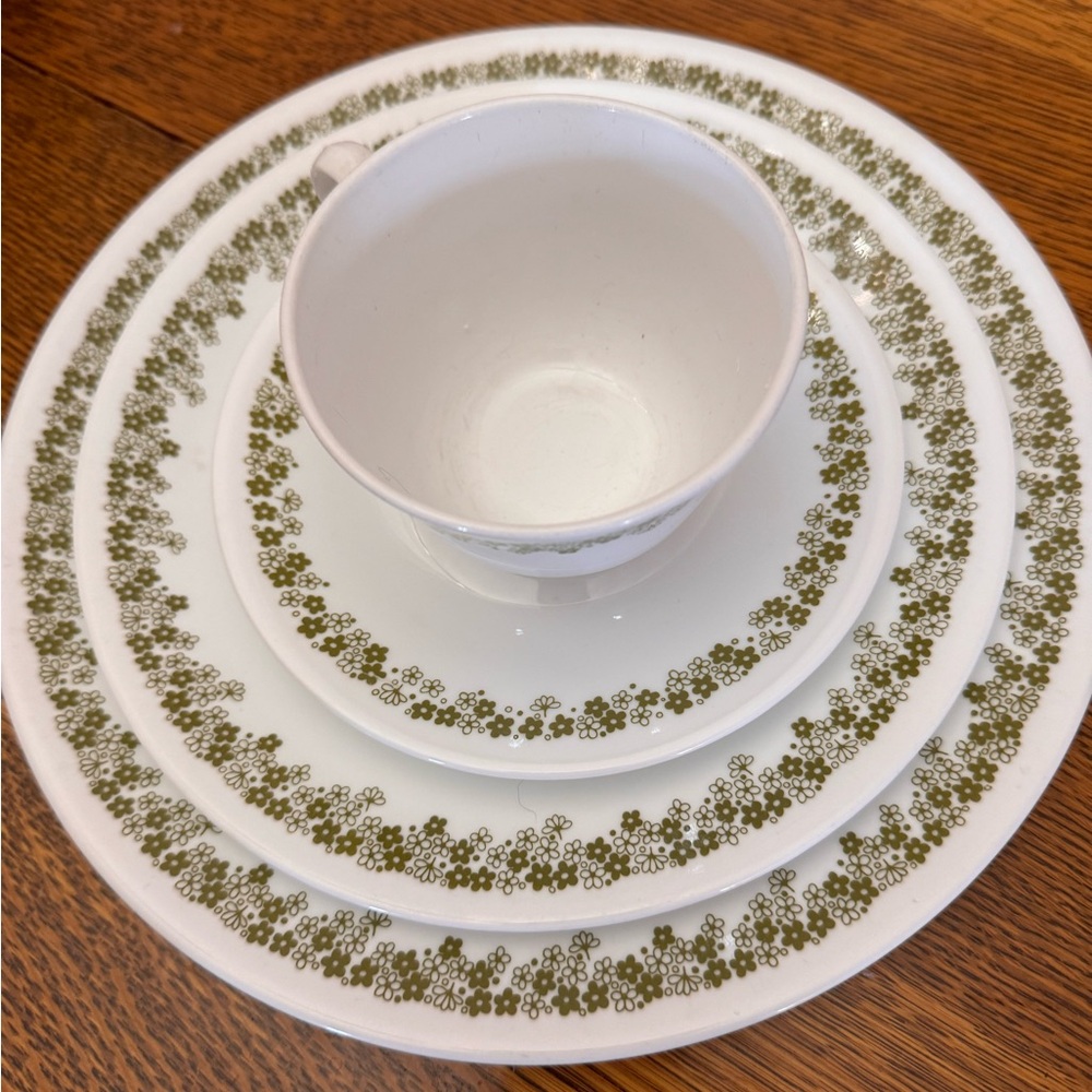 collectible Corelle Spring Blossom plate set with cup